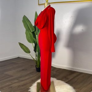 European and American cross-border women's clothing 2025 spring new sweet and fresh pile collar high-waisted hip dress long skirt – Image 4