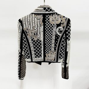 2025 Cruise New European and American Star Fashion Hua Luxury Heavy Industry Embroidered Beaded Diamond Short Jacket Jacket – Image 5