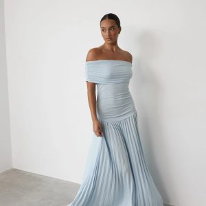 European and American cross-border dresses, one shoulder, elegant and sexy pleated, French beautiful long skirt, 2024 summer, new and versatile – Image 5