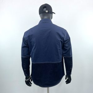 Nouveau Homme Tendance Marque Denim Couture Chemise Ji Ming Ligne Contraste Ample Casual Chemise À Manches Longues Hommes – Image 6