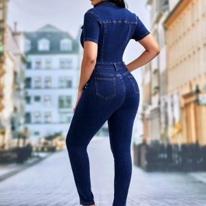 Sexy Slim Mode Skinny Denim Combinaison Jeans Femme – Image 7