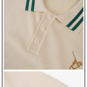 T-shirt à col mince en fil contrasté haut de gamme – Image 4