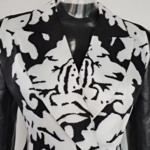 Spring new design PU leather sleeve stitching print slim waist blazer cross-border – Image 8
