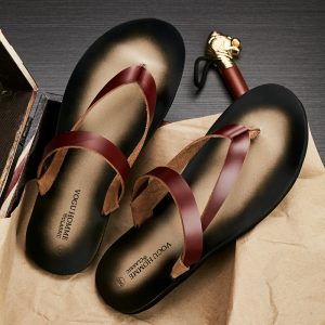 Large dock layer cowhide summer slippers men's non-slip casual leather flip-flops trendy breathable clip-on beach shoes – Image 3