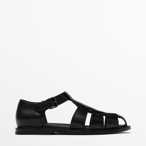 summer new cowhide men's sandals versatile breathable cut-out shoes men's leather casual roman shoes trend – Image 5