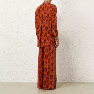 New Ica Tie-Dye Pattern Stand Collar Shirt Elasticated Waist Drawstring Trousers Set – Image 3