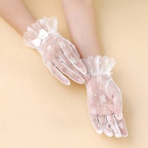 Français élégant dentelle noire mariée gants vintage short sexy robe dîner lolita accessoires photo – Image 4