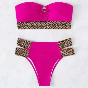Européen et américain sexy taille haute split bikini maillot de bain pour femmes Bikini maillot de bain deux pièces – Image 8