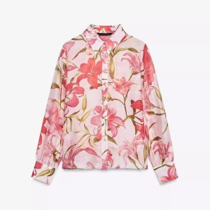ZA25 Spring New Women's Flower Print Fashion Drap Lapel Long Sleeve Shirt 5029055 5029053 – Image 3