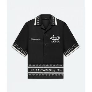 En stock nouveau Amiri FW24 Printemps/Été Design Sense Letter Print Polo Shirt Unisexe Tendance – Image 3