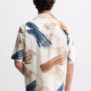 ZA2025 Spring New Men's Loose Abstract Print Casual Comfortable Short Sleeve Shirt 5679309 – Image 5