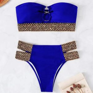Européen et américain sexy taille haute split bikini maillot de bain pour femmes Bikini maillot de bain deux pièces – Image 7