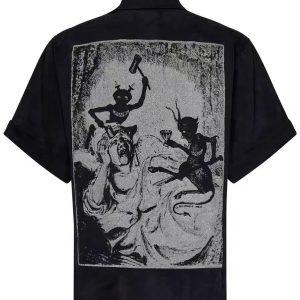 En stock nouveau ERD mélancolie riche deuxième génération 24 littéraire noir et blanc portrait imprimé chemise à manches courtes unisexe – Image 4
