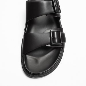 MD Hommes Chaussures De Plage Résistant À L’usure Cool En Plein Air Maison Antidérapant Première Couche Peau De Vache Sandales Secondaires Pantoufles – Image 4