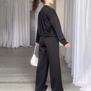 European and American cross-border women's clothing 2025 autumn and winter new fashion button loose jacket comfortable and versatile slacks suit – Image 5