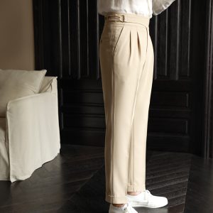 Gurge pants men's spring-summer business drape gentleman casual pants naples no-iron straight high waist pants – Image 3