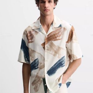 ZA2025 Spring New Men's Loose Abstract Print Casual Comfortable Short Sleeve Shirt 5679309 – Image 3