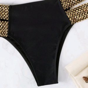 Européen et américain sexy taille haute split bikini maillot de bain pour femmes Bikini maillot de bain deux pièces – Image 5