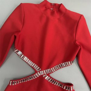 New Fashion Slim Slim Bandage Dress Temperament Diamond Design Sense Evening Dress European and American Women's Long Skirt – Image 6