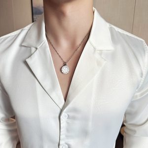 Shirt, men's long sleeves, spring and autumn style, Korean trendy personality, suit collar, shirt, handsome, slim hairstylist, handsome inch clothes – Image 5