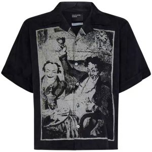 En stock nouveau ERD mélancolie riche deuxième génération 24 littéraire noir et blanc portrait imprimé chemise à manches courtes unisexe – Image 5