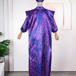 Jacquard cloth loose version robe cross border foreign trade africa women's plus size dress headscarf – Image 7