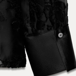 7484156 new women's temperament is loose and thin, and the devoré print translucent long-sleeved shirt 07484156800 – Image 6