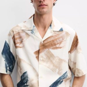 ZA2025 Spring New Men's Loose Abstract Print Casual Comfortable Short Sleeve Shirt 5679309 – Image 6