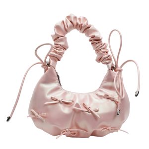 Armpit bag 2025 new forest sweet girl fashion pleated bow crossbody bag versatile one-shoulder dumpling bag – Image 5