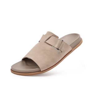 2025 new leather slippers, men's fashion brand, simple fashion flip-flops, summer breathable, casual and versatile sandals – Image 3