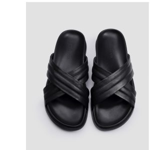 Summer cross leather sandals british trend men's open toe personality cowhide beach shoes non-slip flip-flop men – Image 5
