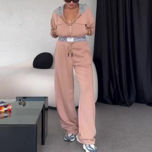 Autumn Europe and the United States Amazon Women's Cross-border Foreign Trade New Casual Fashion Cardigan High Waist Hooded Suit Pants – Image 9