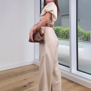 Summer new European and American foreign trade women's clothing square neck slim slim waist open back temperament straight jumpsuit women – Image 4