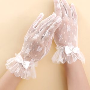 Français élégant dentelle noire mariée gants vintage short sexy robe dîner lolita accessoires photo – Image 5