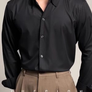 JUESION temperament pure white shirt men's long sleeve high-end shirt casual business anti-wrinkle one collar inch shirt – Image 4
