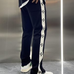 2025 spring new spliced webbing cuffs zipper pattern straight leg athleisure pants men's loose long pants tide – Image 4