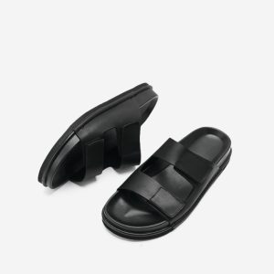 Slippers men's summer cowhide casual thick-soled sandals wear non-slip breathable velcro slippers men – Image 6