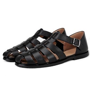 Summer Men's Roman Sandals Leather Business Breathable Hollow Baotou Sandals Trend Breathable Casual Hole Shoes – Image 4