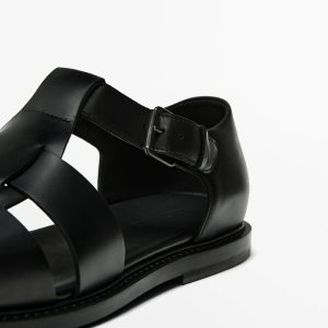 summer new cowhide men's sandals versatile breathable cut-out shoes men's leather casual roman shoes trend – Image 4