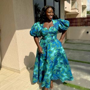 Spring and summer cross-border European and American women's new puff sleeve dresses women's skirts African print waist high-end long skirts – Image 4