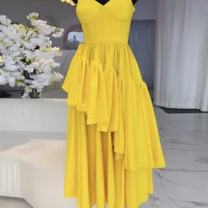 European and American cross-border women's 2025 spring new bow suspenders V-neck ruffle dress – Image 4