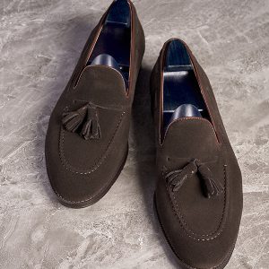 Mocassins vintage en cuir britannique, chaussures à enfiler, tuque, chaussures à enfiler, chaussures pour hommes, daim – Image 5