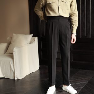 Gurge pants men's spring-summer business drape gentleman casual pants naples no-iron straight high waist pants – Image 4