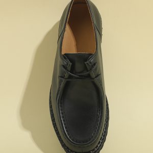 Chaussures derby : vêtements cargo vintage en cuir britannique pour hommes, mocassins, cuir de vachette à bout rond, chaussures basses en cuir à lacets – Image 3