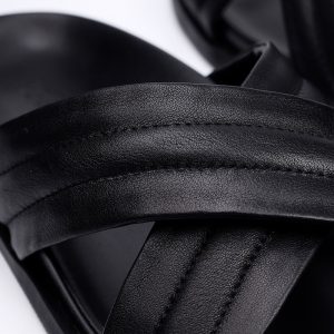 Summer cross leather sandals british trend men's open toe personality cowhide beach shoes non-slip flip-flop men – Image 3