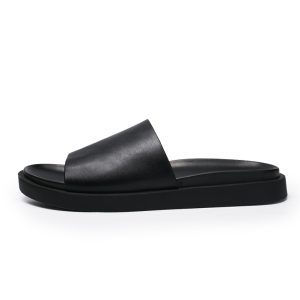 European station British leisure summer sandals and slippers leather sandals and slippers flat bottom thick bottom word drag beach shoes tide drag – Image 4