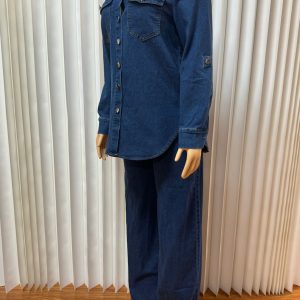 Foreign trade European and American women's clothing Amazon cross-border new lapel pocket cardigan long sleeve top straight leg trouser set – Image 5