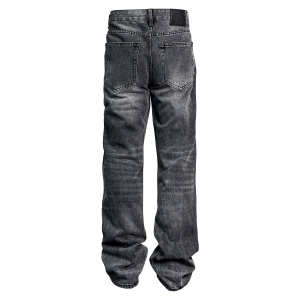 Down Minority niche design premium dark gray lightning jeans slightly flared small leg trousers – Image 4