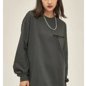 FEAR OF GOD ESSENTIALS long-sleeved T-shirt with small lettering on the chest, FOG trendy brand loose unisex – Image 7