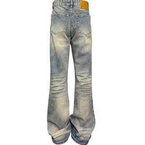 Down Minority Niche Design Yellow Clay Stained Volcanic Ice Jeans American high street vibe trousers – Image 3
